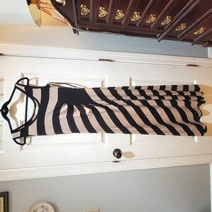 Black and Beige Striped Maxi Dress